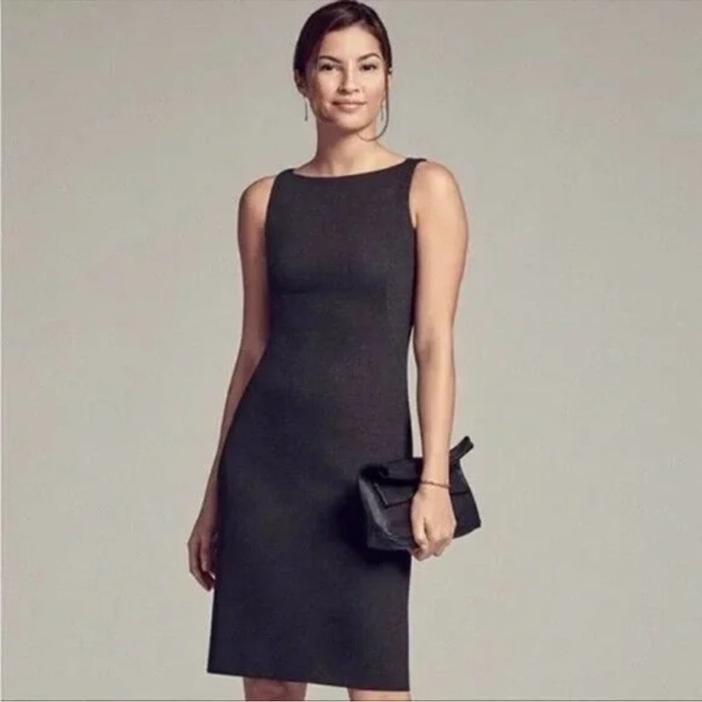 MM LaFleur Gray Lydia Twist Shoulder sheath Dress US 6